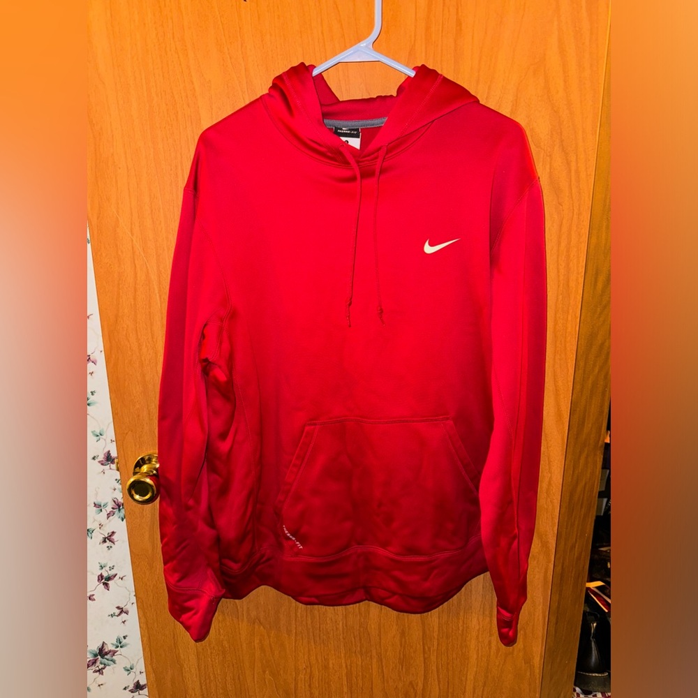 Red Nike Therma fit hoodie. Size Large.